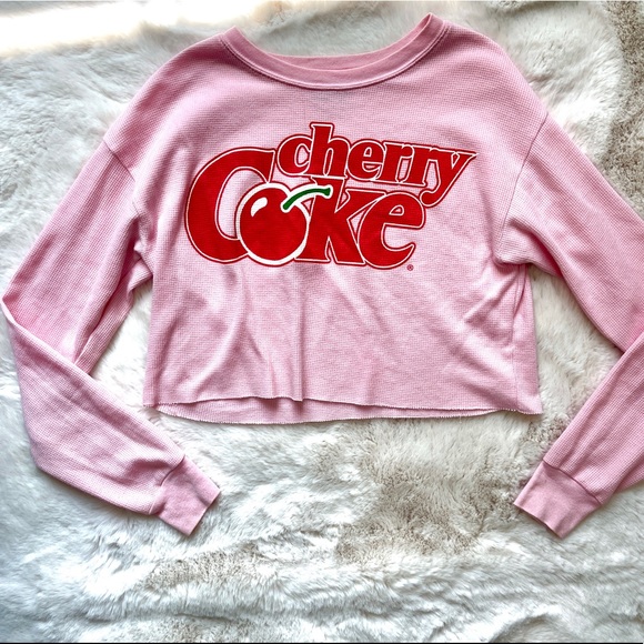 Forever 21 Tops - Forever 21 Pink Cherry Coke Long Sleeve Size Small